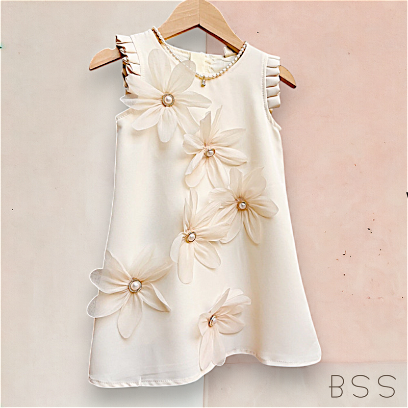 Vestido Infantil Festa Flores 3D