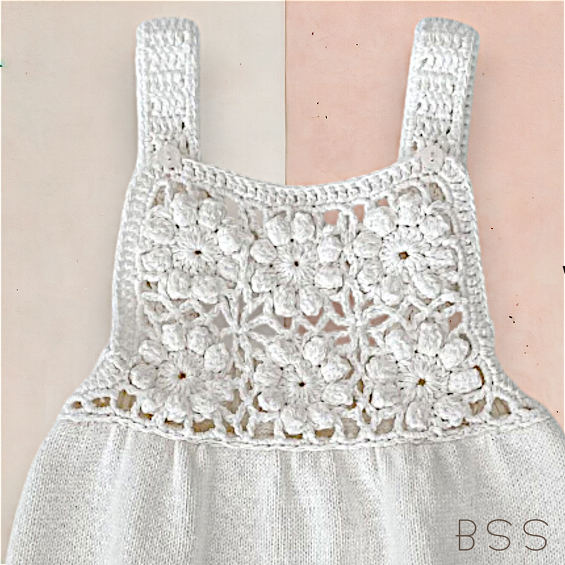 Romper Tricot Bordado Floral 3D