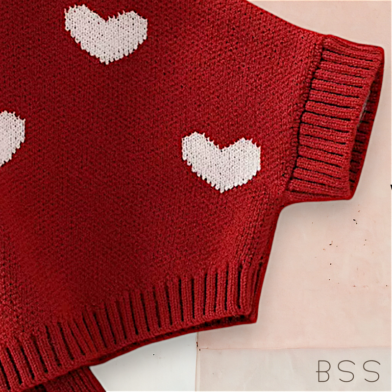 Conjunto Infantil Tricot Corações com Capuz