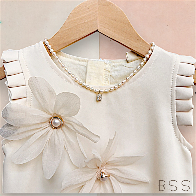 Vestido Infantil Festa Flores 3D