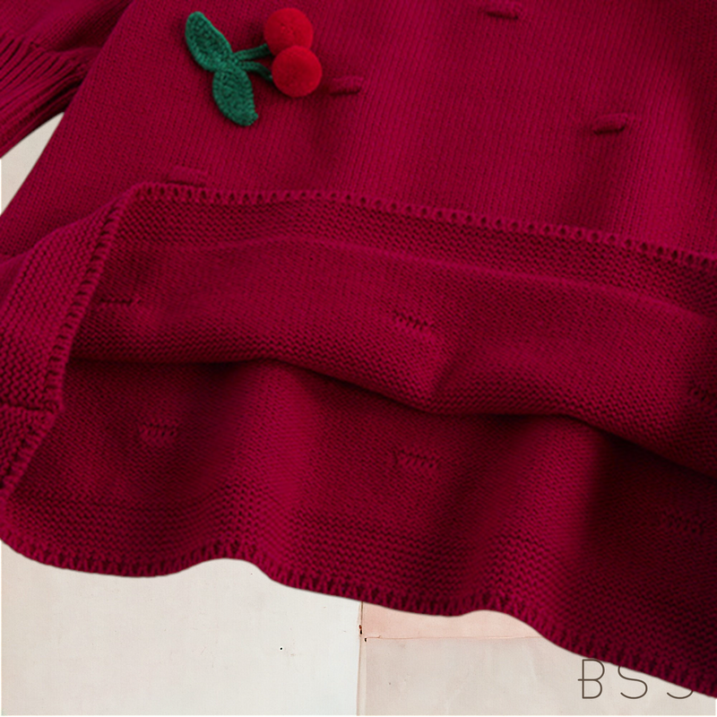 Vestido Infantil Inverno Tricot Cereja