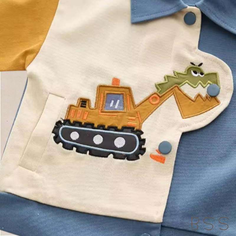 Conjunto Infantil Inverno Trator Dinossauro