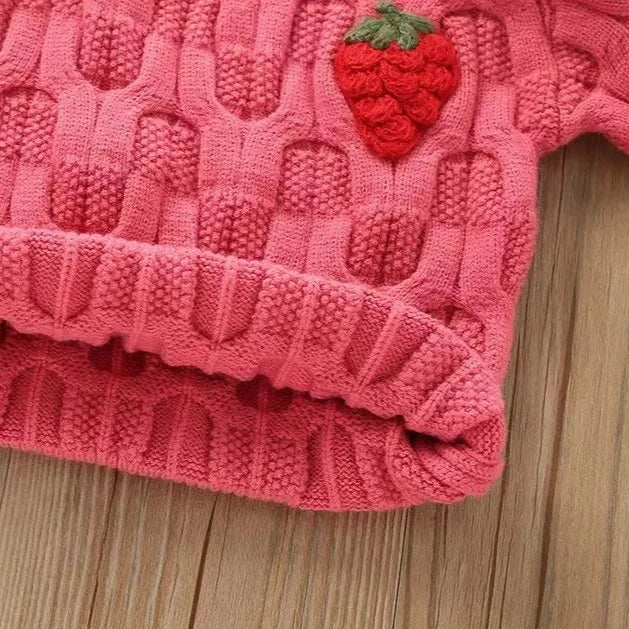 Conjunto Infantil em Tricot Morango