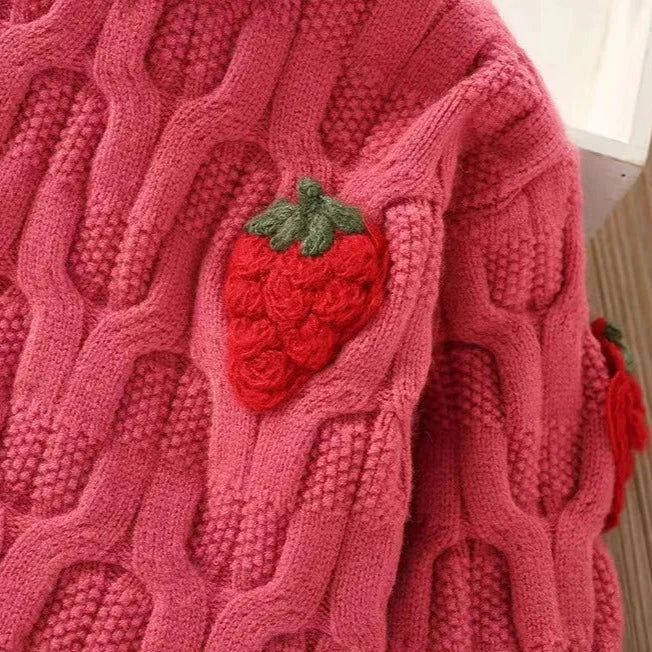Conjunto Infantil em Tricot Morango