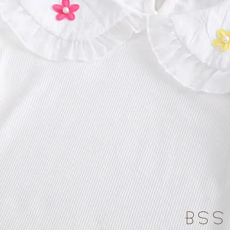 Conjunto Infantil Jeans com Colete Floral