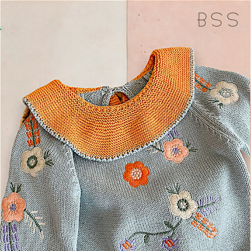 Conjunto em Tricot Bordado Floral Helô