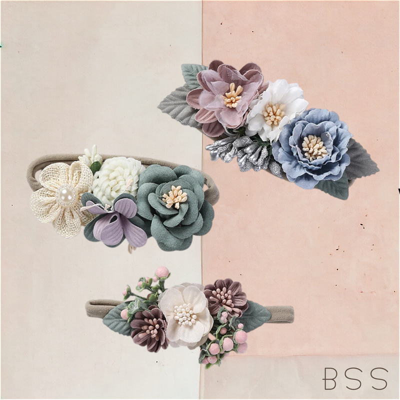 Kit Infantil 3 Tiaras Flores