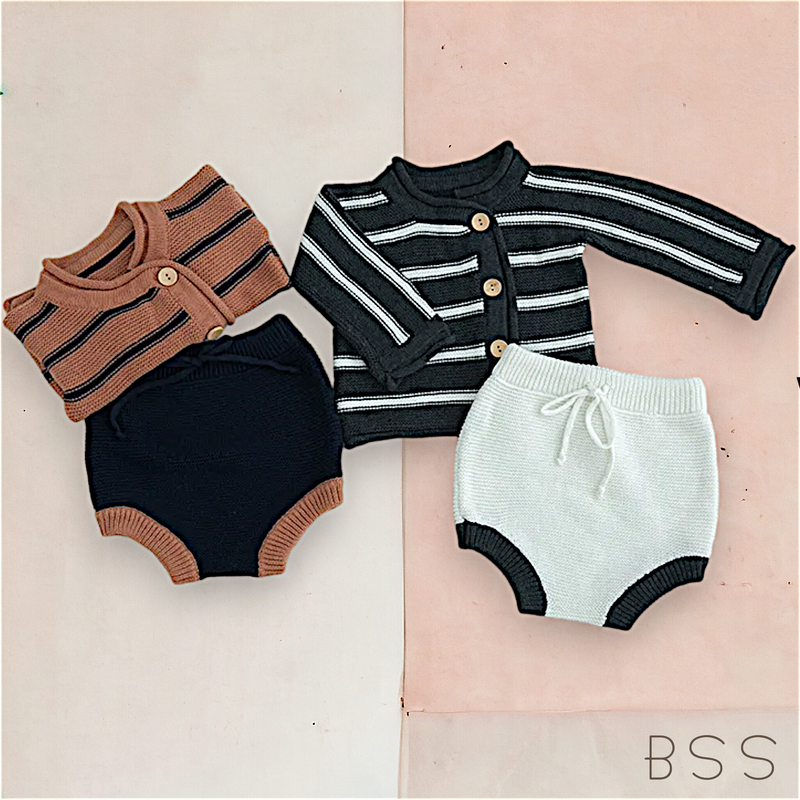 Conjunto Infantil Inverno Tricot com Listras Pedro