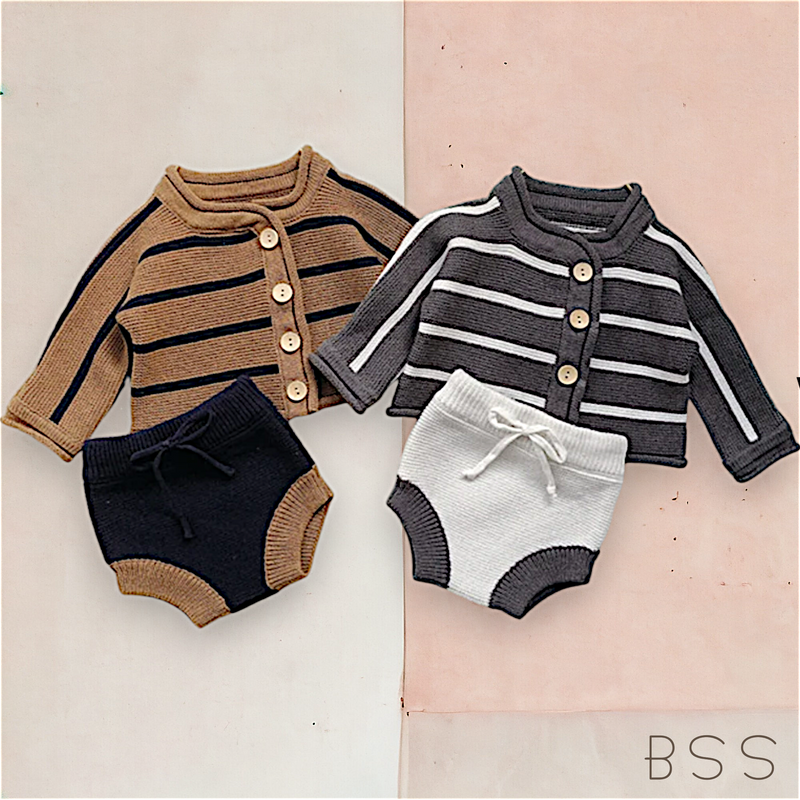 Conjunto Infantil Inverno Tricot com Listras Pedro