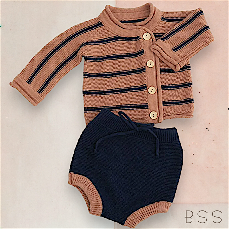 Conjunto Infantil Inverno Tricot com Listras Pedro
