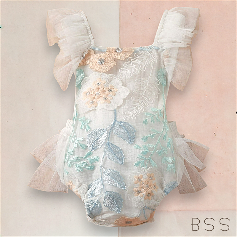 Romper Verão Floral Rendado Bella