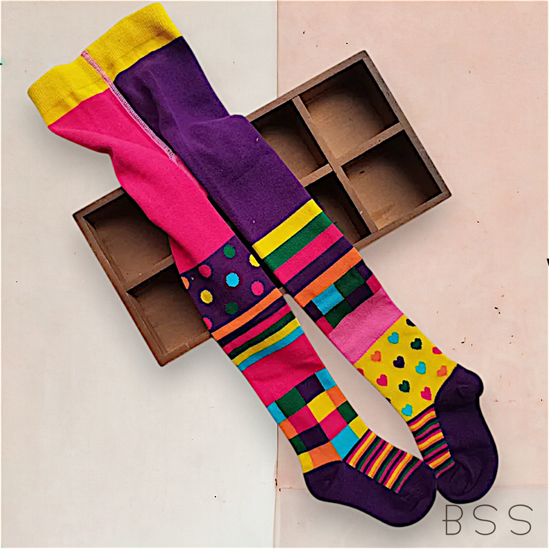 Meia Calça Infantil Colorida Estampada