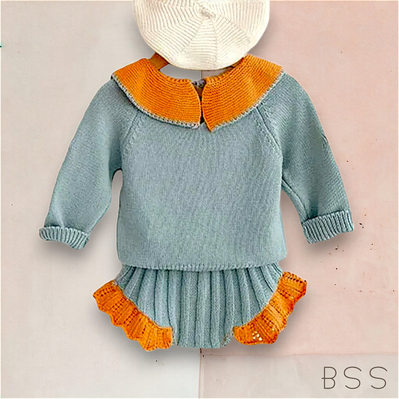 Conjunto em Tricot Bordado Floral Helô