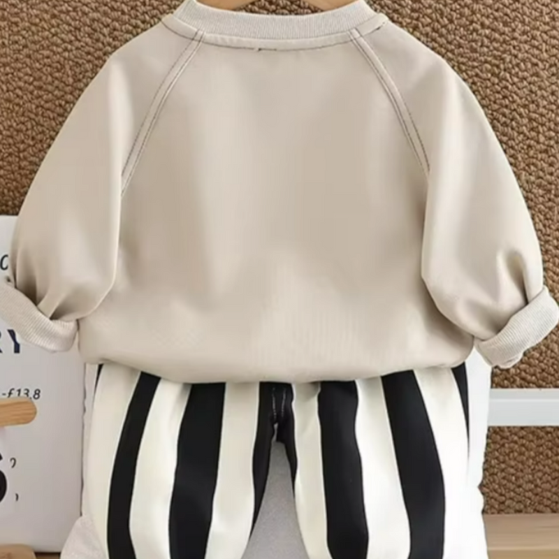 Conjunto Infantil Moletom Urso e Listras