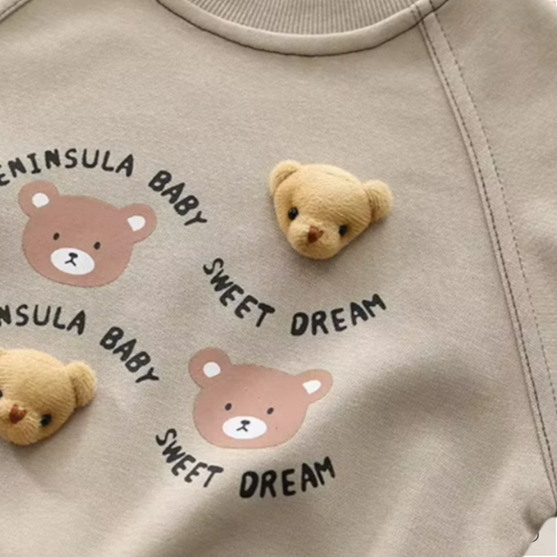 Conjunto Infantil Moletom Urso e Listras