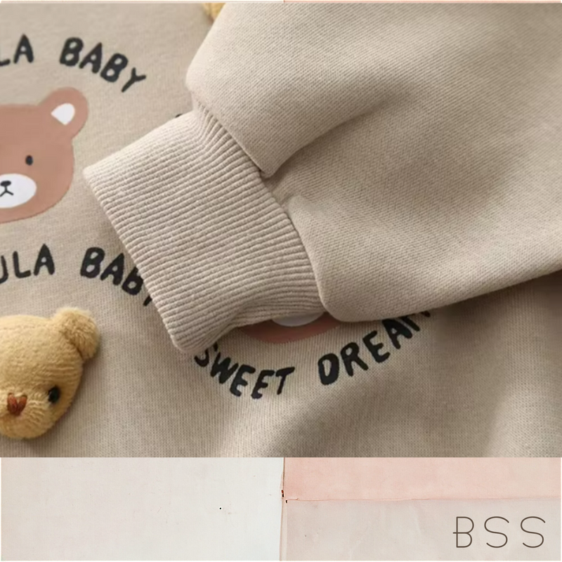 Conjunto Infantil Moletom Urso e Listras