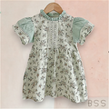 Vestido Infantil Floral Plissado com Rendas