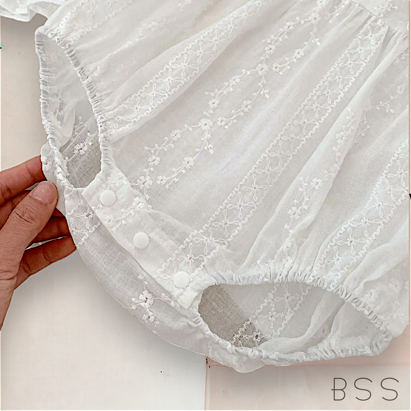 Romper Verão Festa Renda Branco