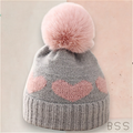Gorro Infantil Tricot Corações e Pompom