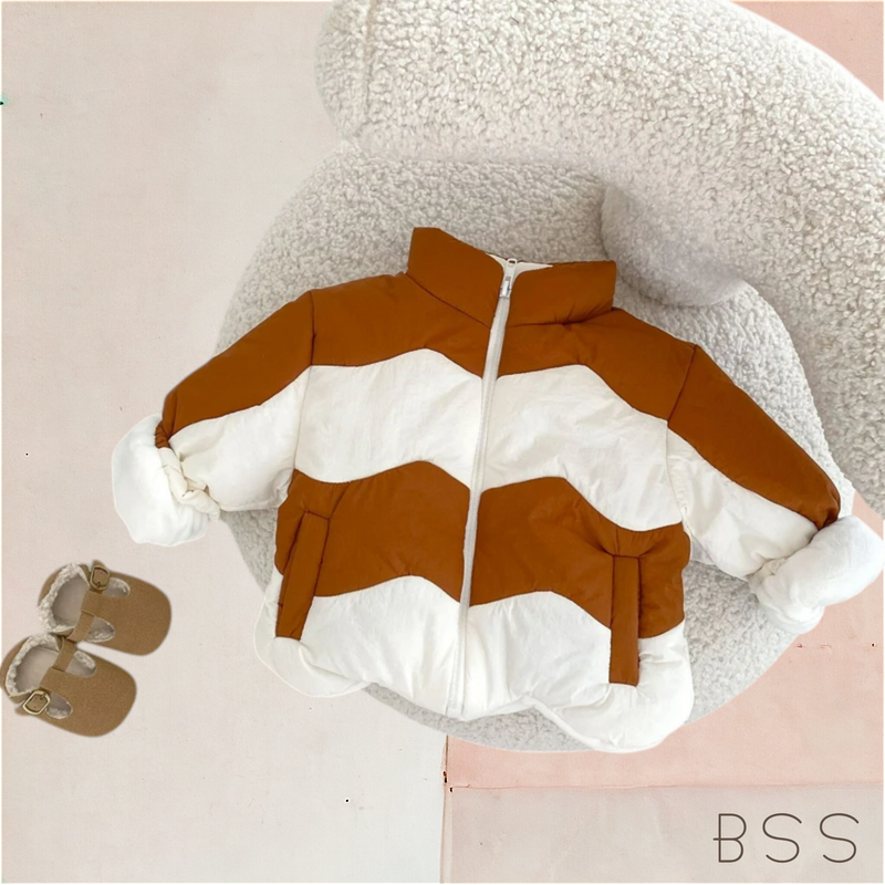 Casaco Infantil com Zíper Bicolor Chevron