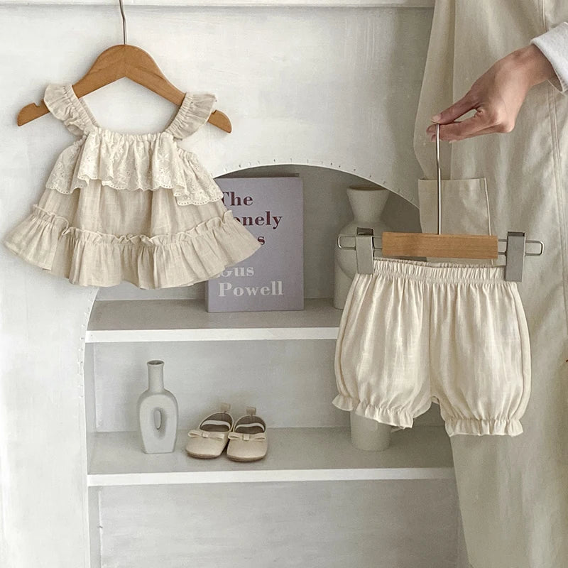 Conjunto Infantil Verão Renda Lila