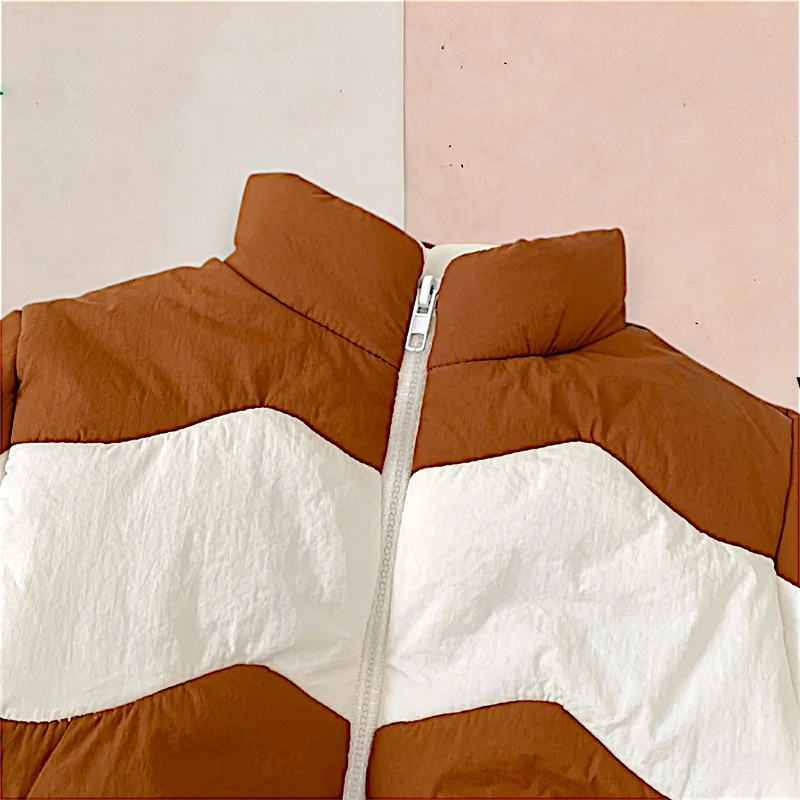 Casaco Infantil com Zíper Bicolor Chevron