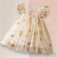 Vestido Infantil Tule Borboletas Jardim Encantado