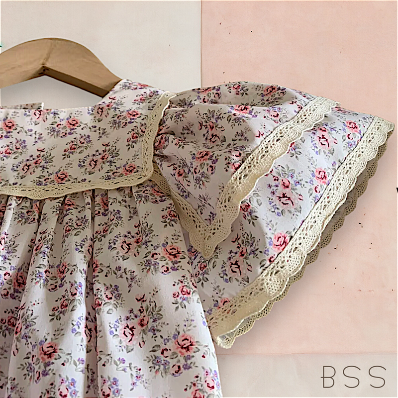 Vestido Infantil Verão Floral Manga Dupla