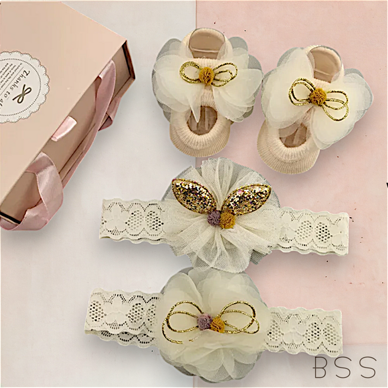 Kit Infantil 2 Faixas e Sapatinho com Laço