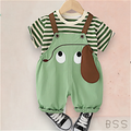 Conjunto infantil Jardineira com Alça e Blusa Olhinhos