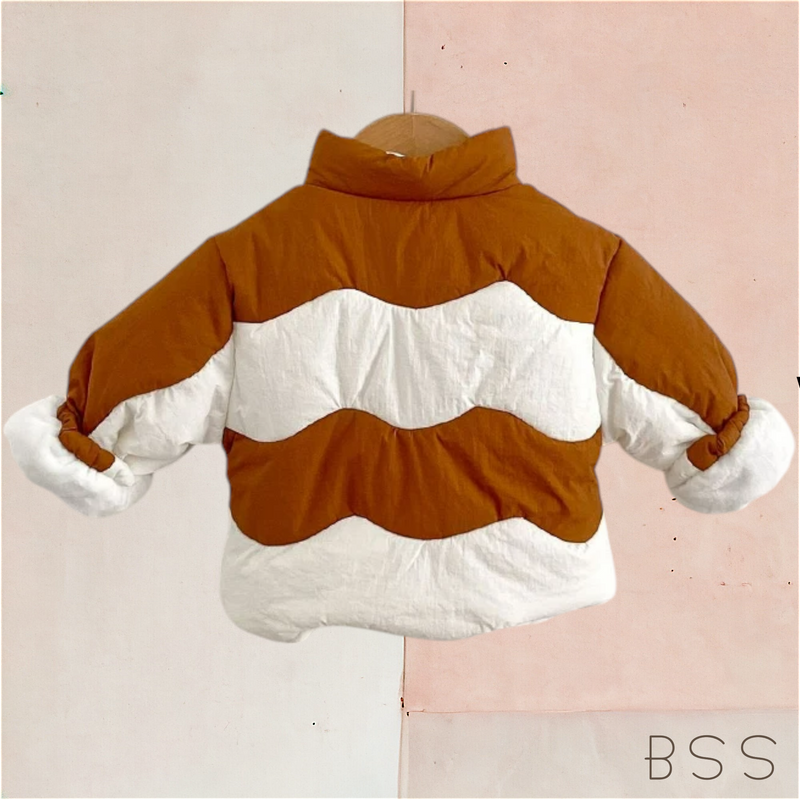 Casaco Infantil com Zíper Bicolor Chevron