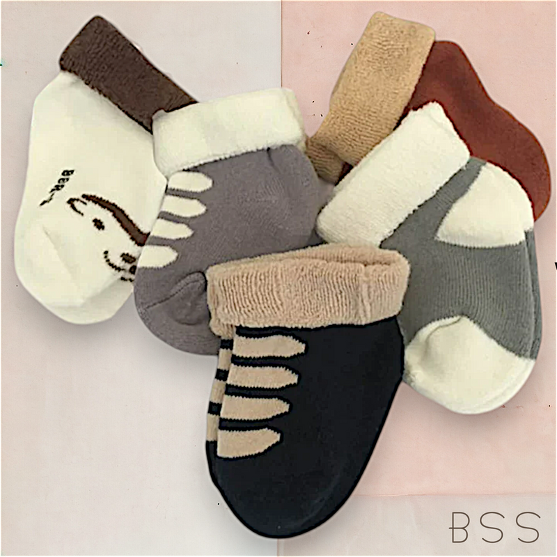 5 Pares Meias Infantis Coloridas