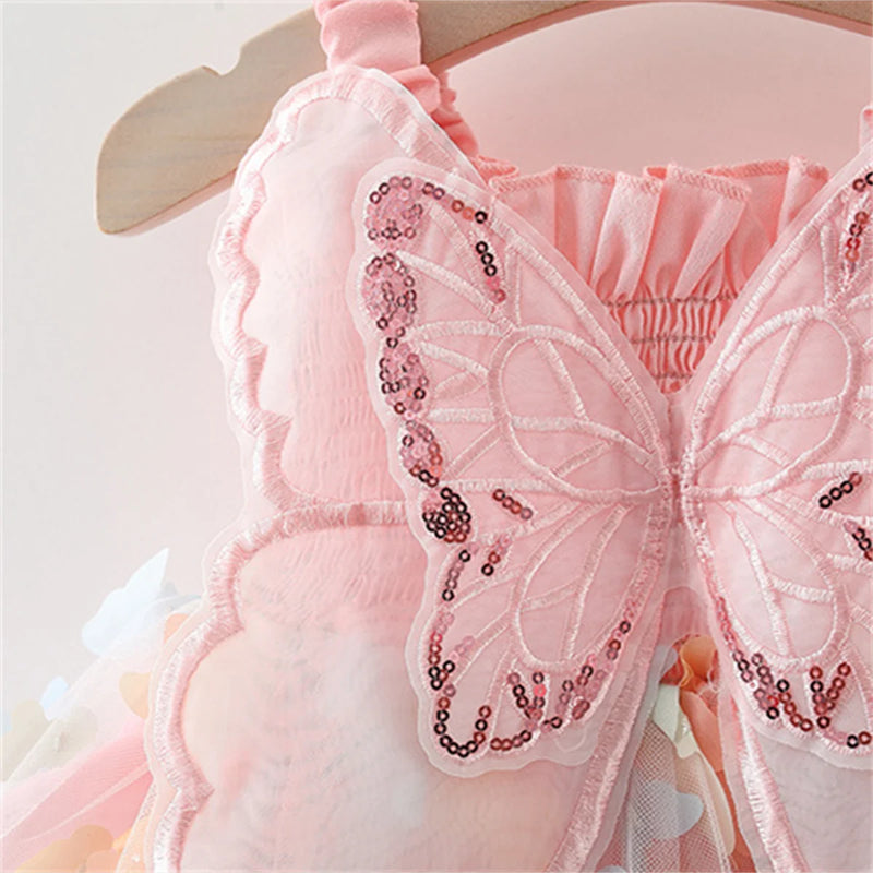 Vestido Infantil Asas de Borboleta 3D