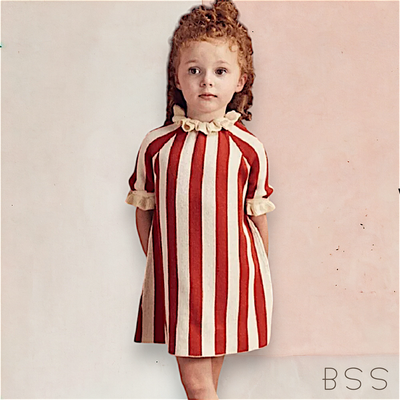 Vestido Infantil Inverno Tricot Listrado