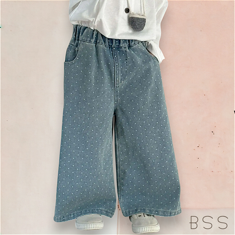 Calça Infantil Jeans Flare Poá