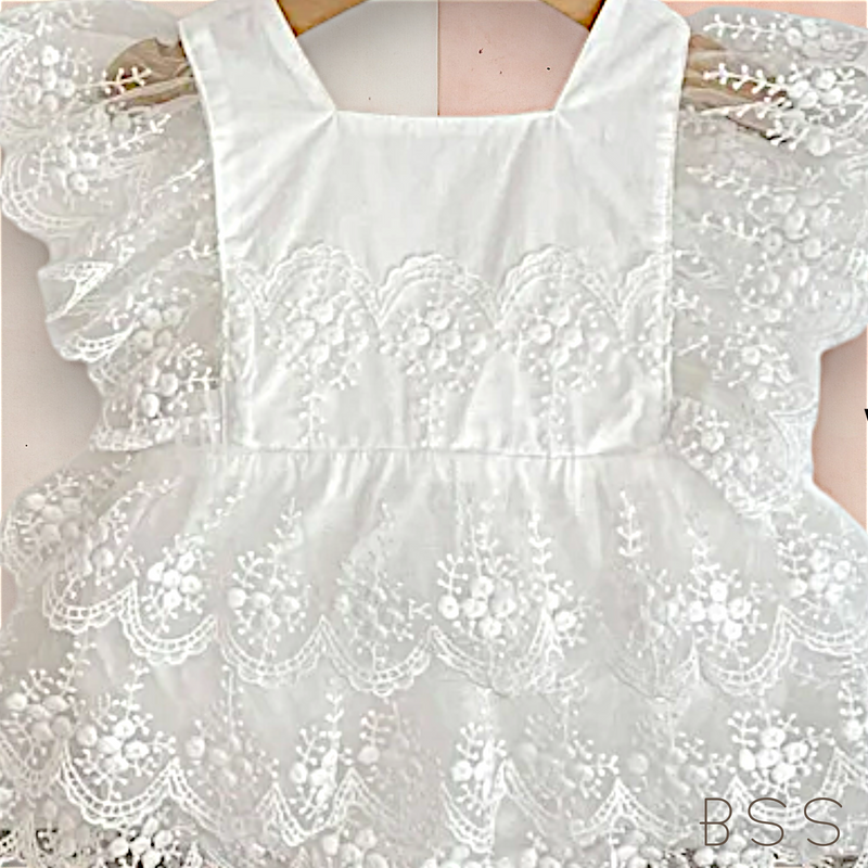 Vestido Infantil Renda Laço e Babados
