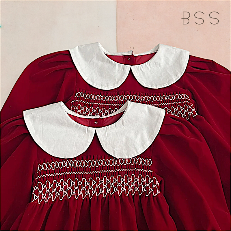 Vestido Infantil em Veludo Rubi