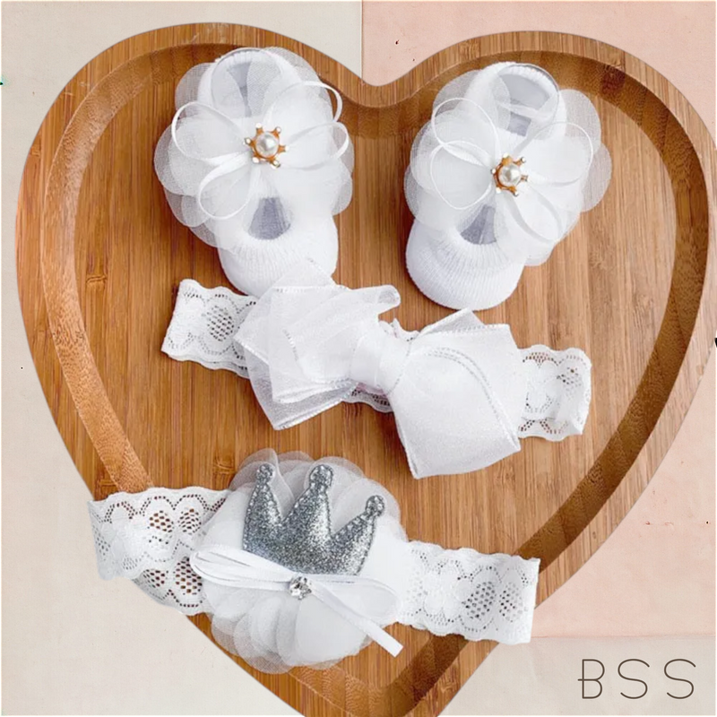 Kit Infantil 2 Faixas e Sapatinho com Laço