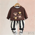 Conjunto Infantil Moletom Urso e Listras