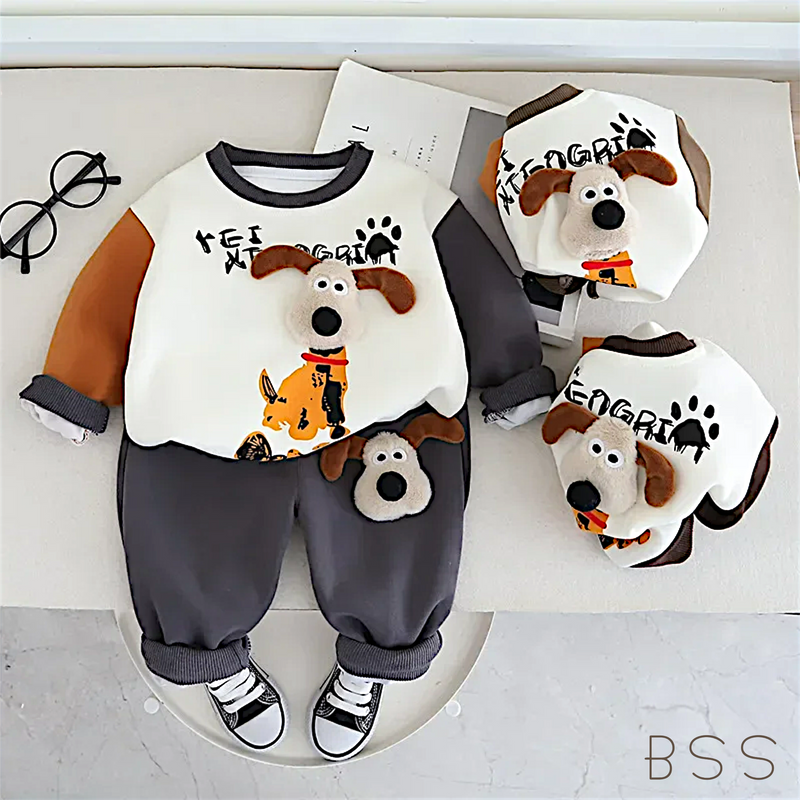 Conjunto Infantil Inverno Moletom Cãozinho 3D