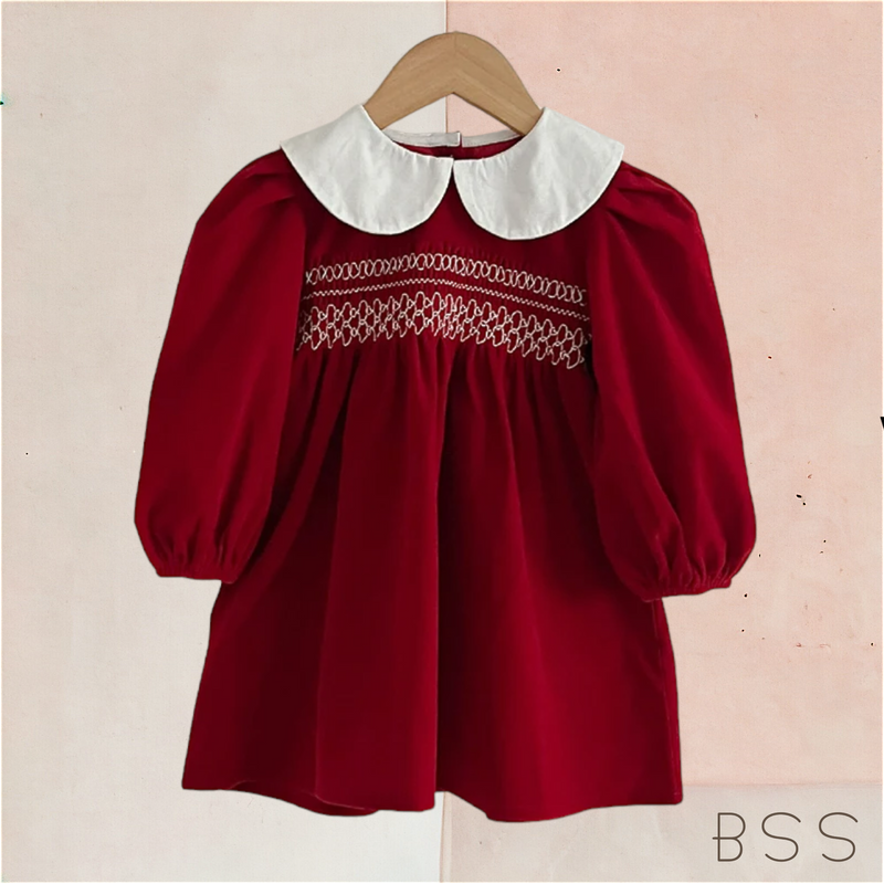 Vestido Infantil em Veludo Rubi