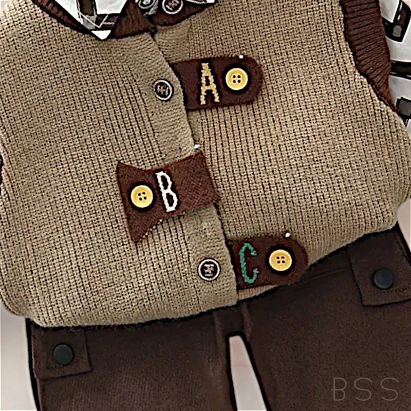 Conjunto Infantil de Inverno com Colete Tricot
