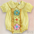 Romper Xadrez Apliques 3D Flores
