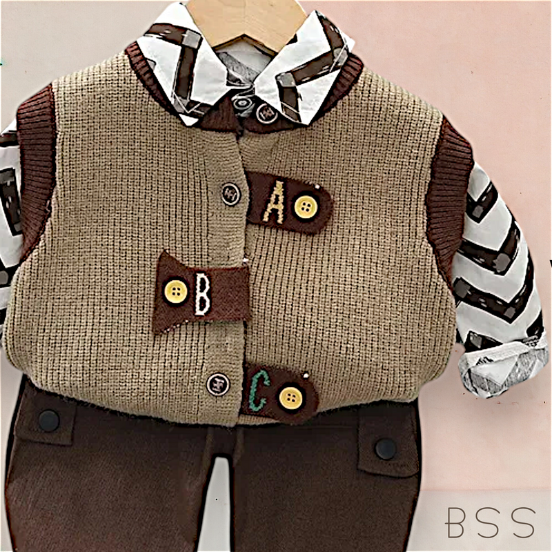 Conjunto Infantil de Inverno com Colete Tricot