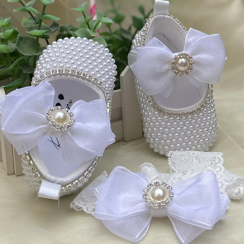 Sapatilha Infantil Bebê e Tiara Pearl