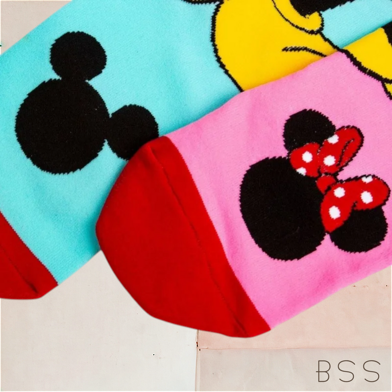 Meia Maluca Infantil Mickey e Minnie
