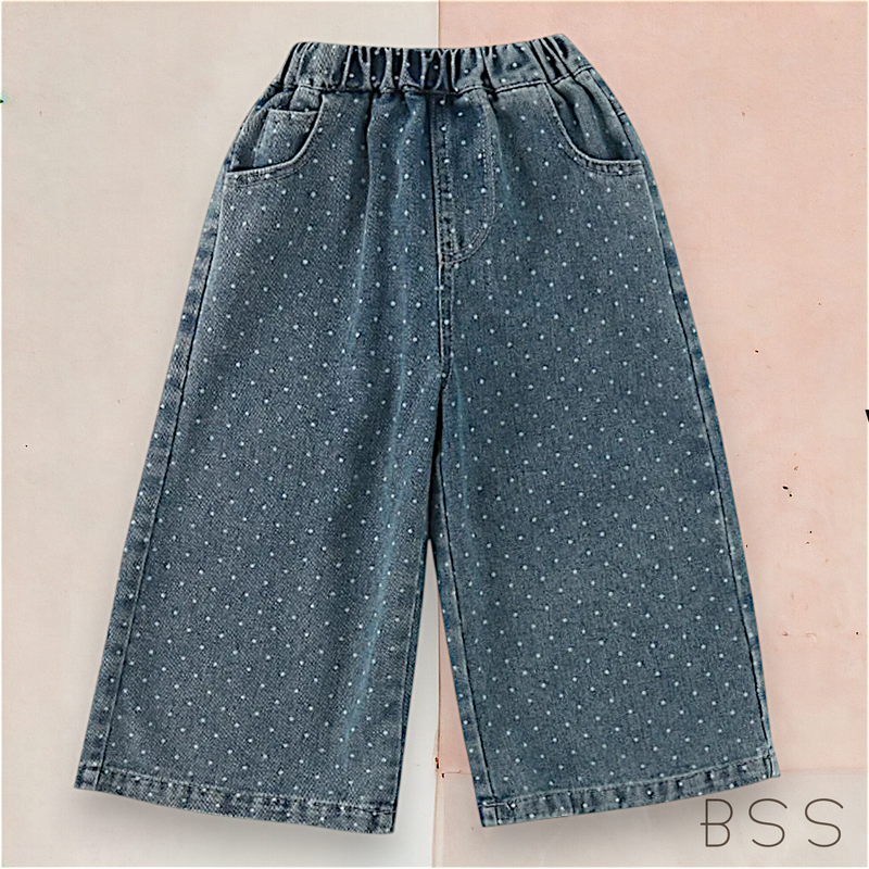 Calça Infantil Jeans Flare Poá