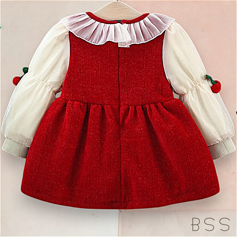 Vestido Infantil Inverno Cereja