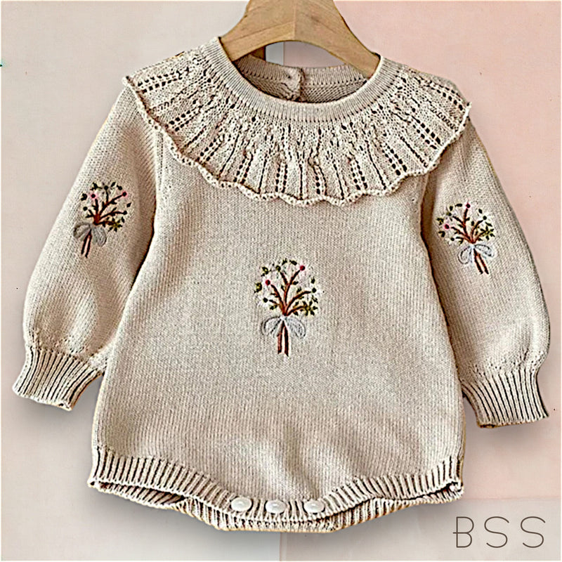 Romper Tricot Bordado Floral Ayla