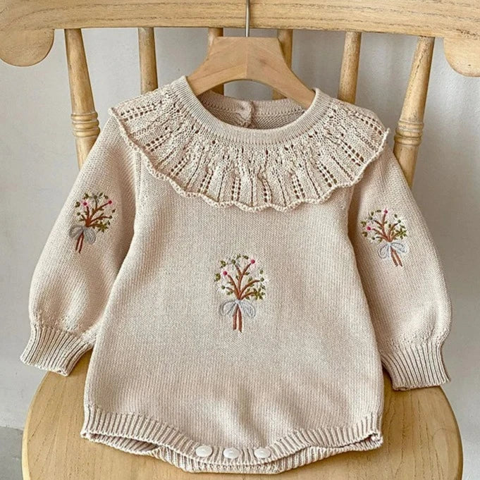 Romper Tricot Bordado Floral Ayla